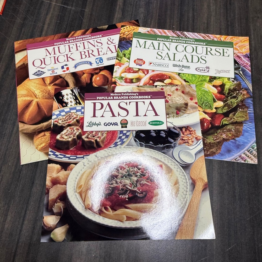 Lot of 3 Cookbooks Pasta Salads Muffins Quick Breads Recipes Modern Publishing